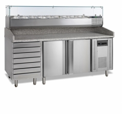 Chladící pizza stůl s nástavbou a zásuvkami TEFCOLD PT 1310 + VK38-200 + SLEVA