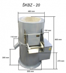 Škrabka na brambory a kořenovou zeleninu 20kg nerez ŠKBZ-20N